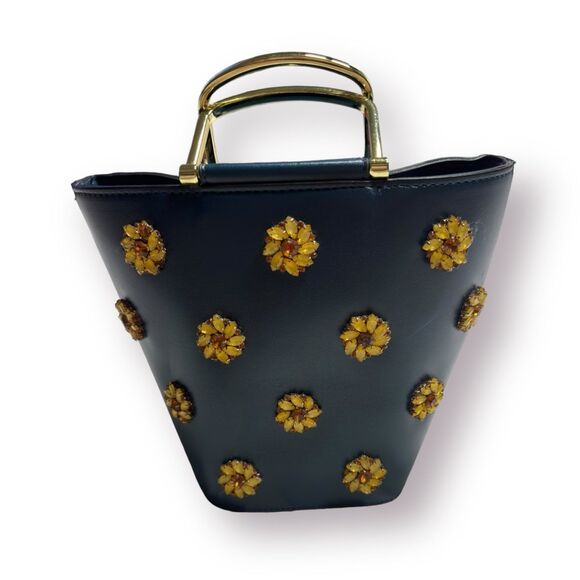 London Fog Tillary Crossbody Bucket Jewel Purse Bohochic Cottagecore Floral Bag - Picture 3 of 7